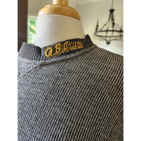 Vintage 80s QBC Club‎ Pullover Mock Neck Striped Sweatshirt Comfy Casual M - Picture 4 of 13